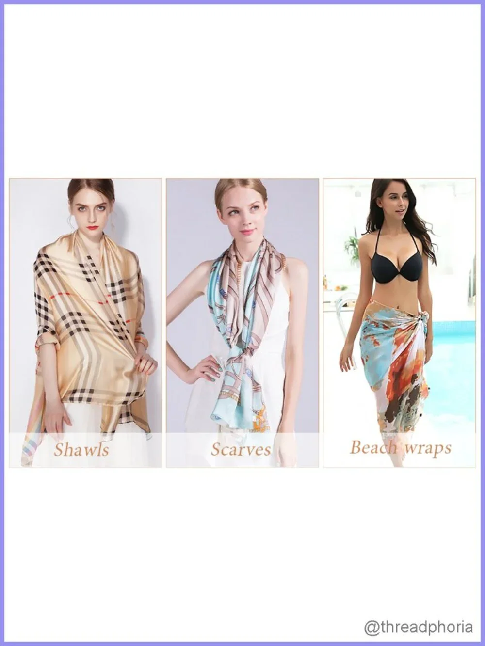 Polyester Satin Silk Plaid Long Shawl Wrap Fashion Scarf All Season